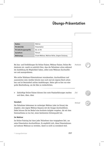 Tool  Webinar-Methode: Übungs-Präsentation