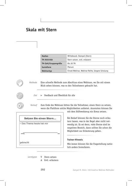 Tool  Webinar-Methode: Skala mit Stern