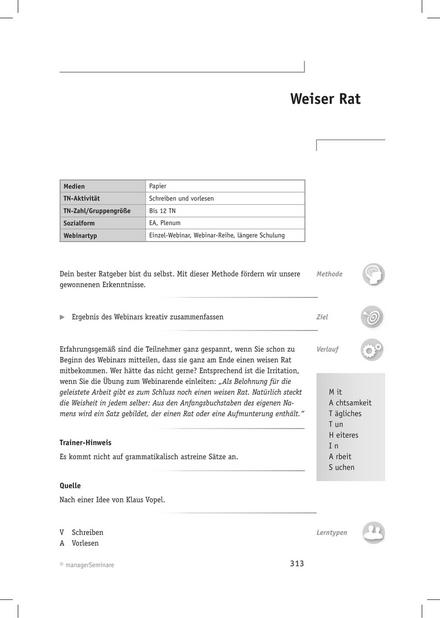 Tool  Webinar-Methode: Weiser Rat