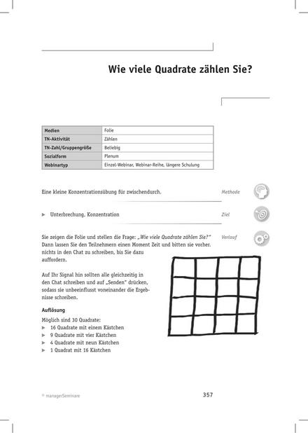 Tool  Webinar-Methode: Wie viele Quadrate zählen Sie?