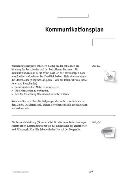 zum Tool: Problemlösungs-Tool: Kommunikationsplan