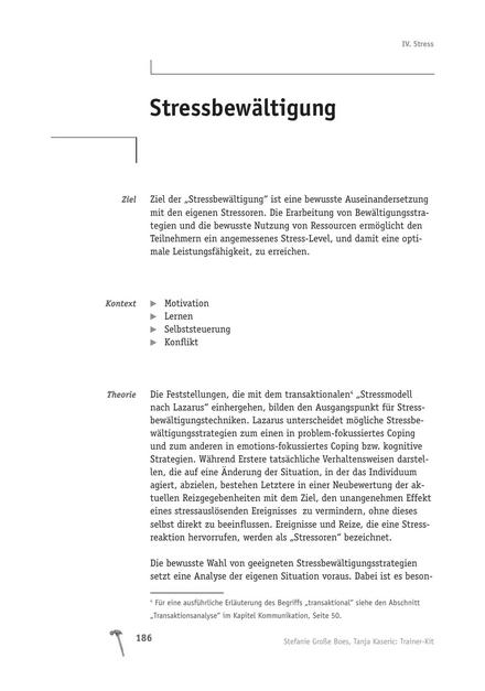 Tool  Das Thema Stressbewältigung im Training