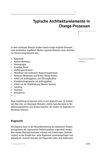 Tool  Veränderungsprozess-Begleitung: Typische Architekturelemente in Change-Prozessen