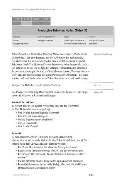 Tool  Kreativitäts-Tool für Fortgeschrittene: Productive Thinking Model (Think X)