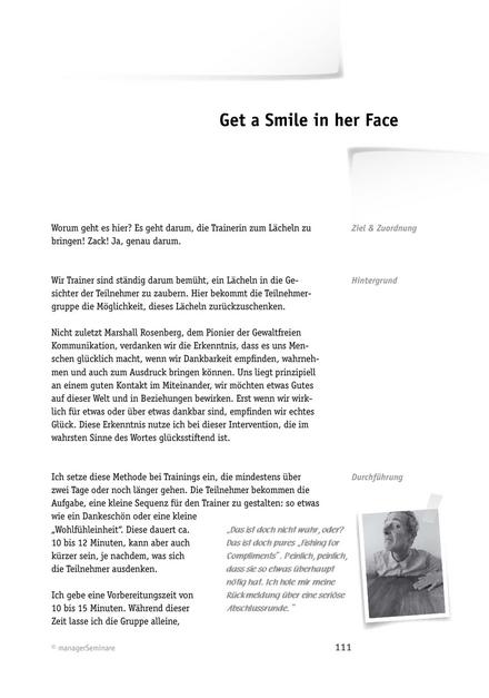 Tool  Feedbackmethode für den Trainer: Get a Smile in her Face
