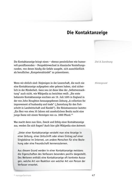 zum Tool: Trainingsmethode: Die Kontaktanzeige
