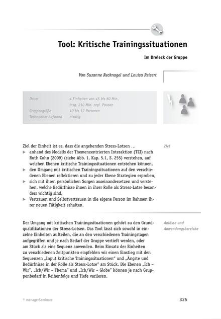 Tool  Anti-Stress-Tool: Kritische Trainingssituationen