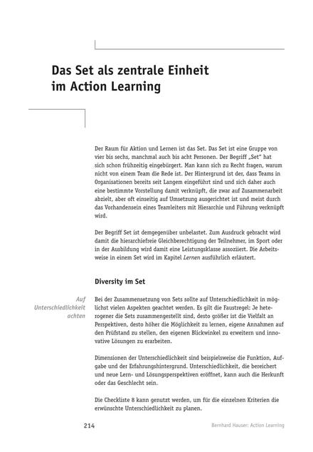 Tool  Das Set als zentrale Einheit im Action Learning