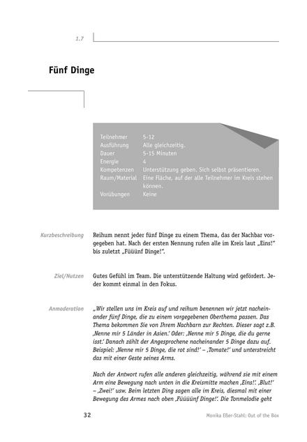 Teamübung: Fünf Dinge