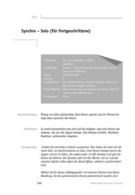 Teamübung: Synchro - Solo
