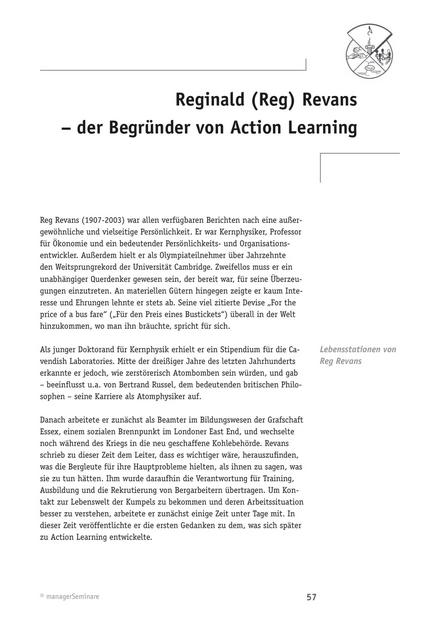 Tool  Hintergrundwissen zu Reginald Revans - Begründer des Action Learnings
