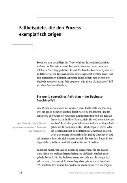 Tool  IntrovisionCoaching: Fallbeispiele, die den Prozess exemplarisch zeigen